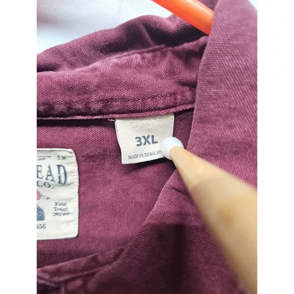 Red Head Men's Red Short Sleev Denim Shirt Casual Button-Up Western Style Sz 3xl - Picture 7 of 13